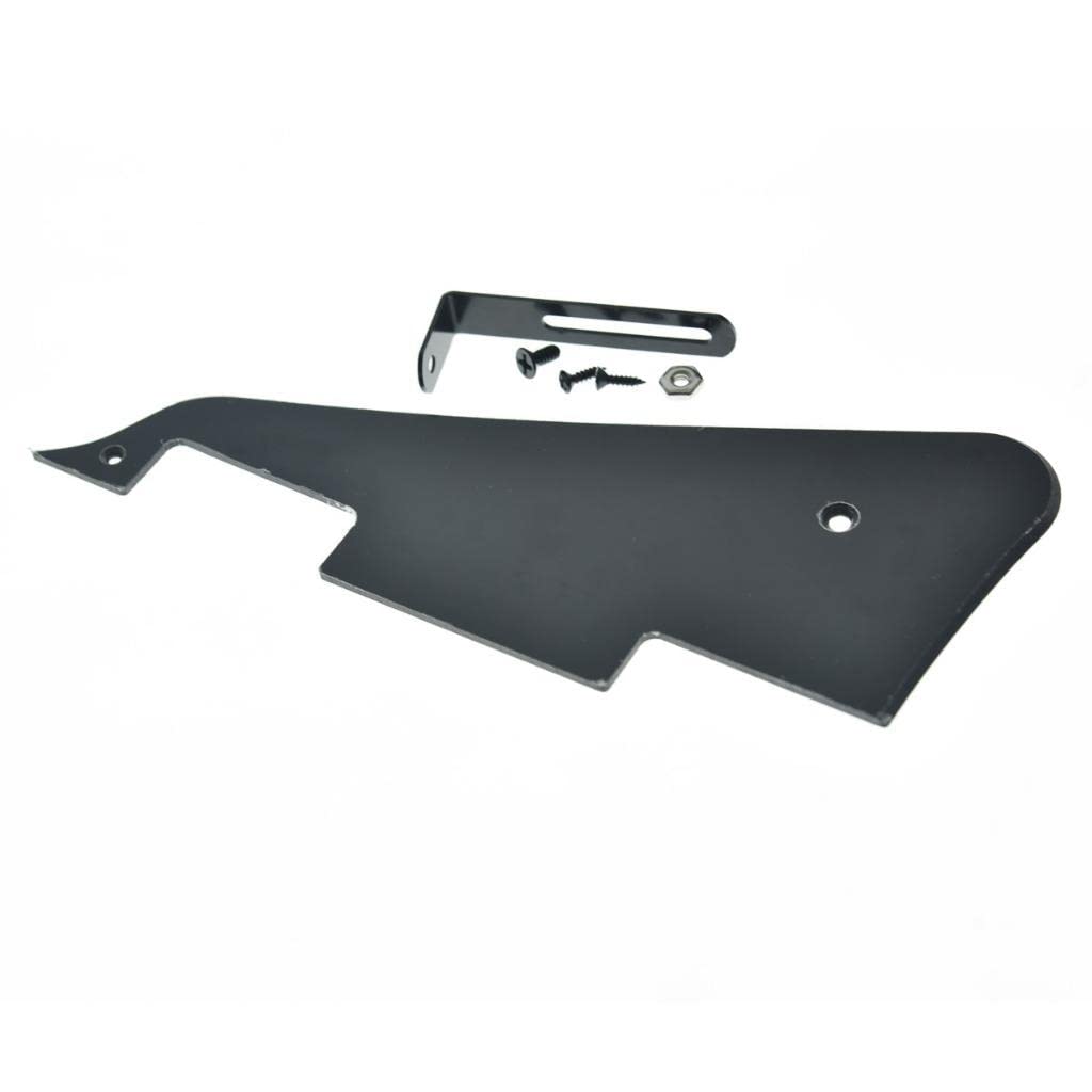 KAISH Solid Black 1 Ply LP Guitar Pickguard with Black Stainless Steel Bracket and Steel Mounting Screws for USA LP Guitars